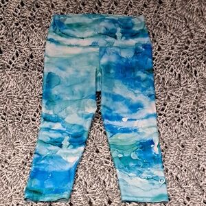 🌊 INNER FIRE Ocean Ink Capri Leggings | Watercolor Abstract | Eco Luxe S/M